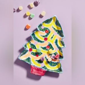 Anthropologie Nathalie Lete Christmas Tree Dessert Plate